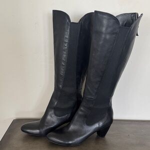 Naturalizer ETTON Black Knee-High Leather Boots Block Heel Women’s Size 9W WIDE